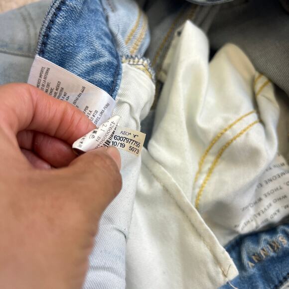 American Eagle Next Level Stretch Skinny Distressed Blue Jeans Size W28 L28 - Picture 11 of 12